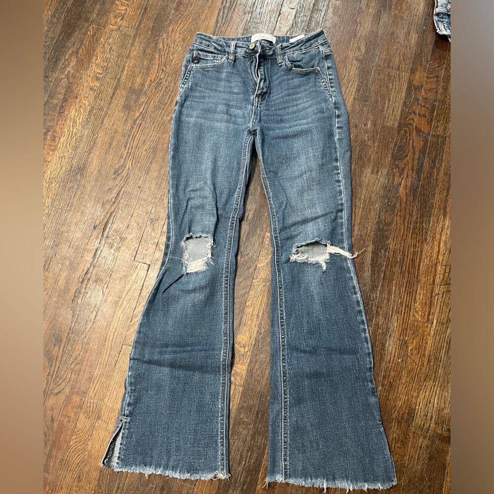 KanCan Blue Distressed Flare Jeans